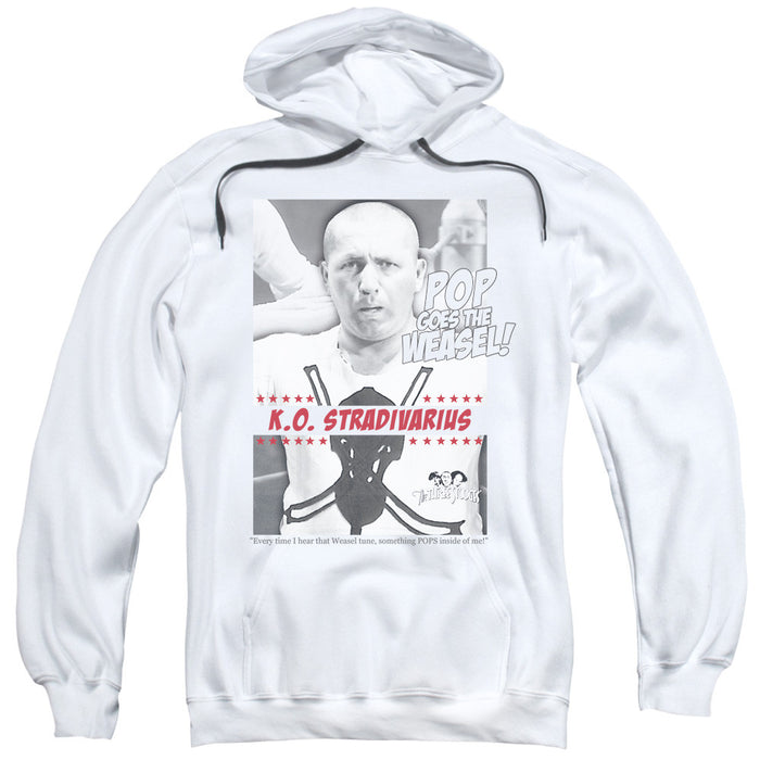 Three Stooges Weasel-Adult Pull-Over Hoodie-White