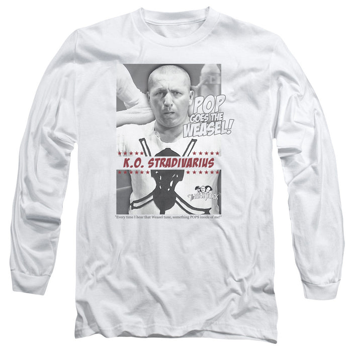 Three Stooges Weasel Long Sleeve T Shirt - White