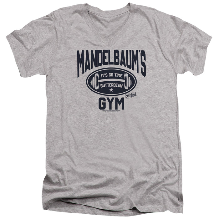 SEINFELD/MADELBAUM'S GYM-S/S ADULT V-NECK 30/1-ATHLETIC HEATHER-MD