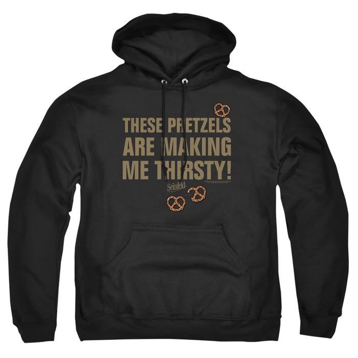SEINFELD/PRETZELS THIRSTY-ADULT PULL-OVER HOODIE-BLACK-LG