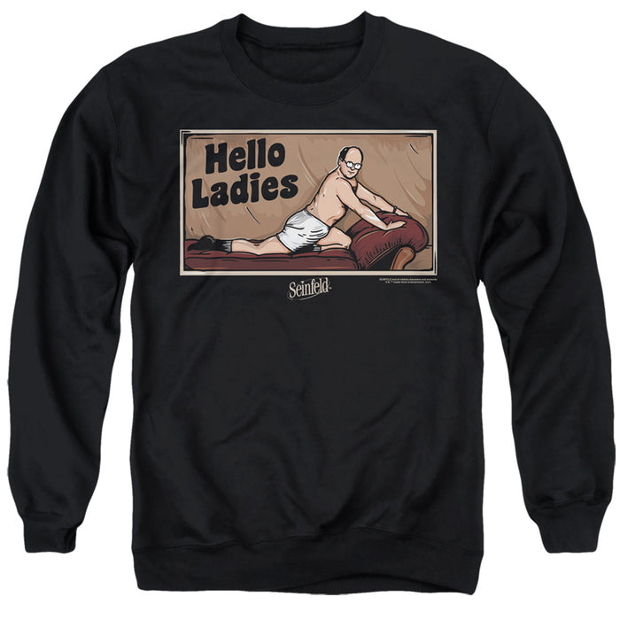 SEINFELD/HELLO LADIES-ADULT CREWNECK SWEATSHIRT-BLACK-LG
