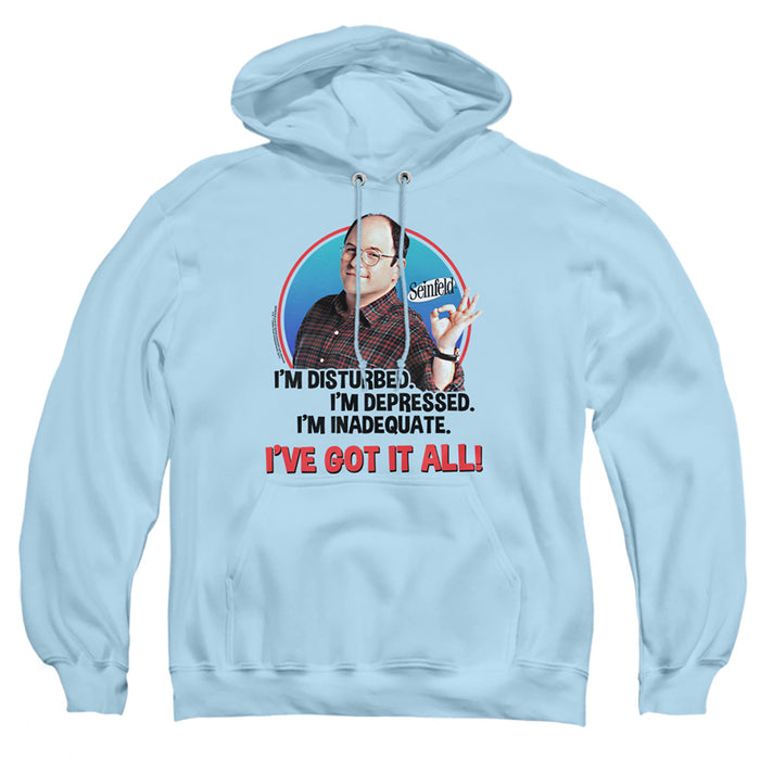 SEINFELD/GEORGE ALL-ADULT PULL-OVER HOODIE-LIGHT BLUE-MD
