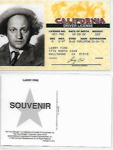 Three Stooges Drivers License: Larry Fine