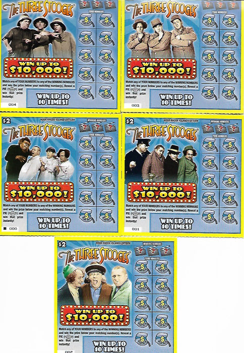 Three Stooges Novelty Lottery Tickets - Lot Of 5
