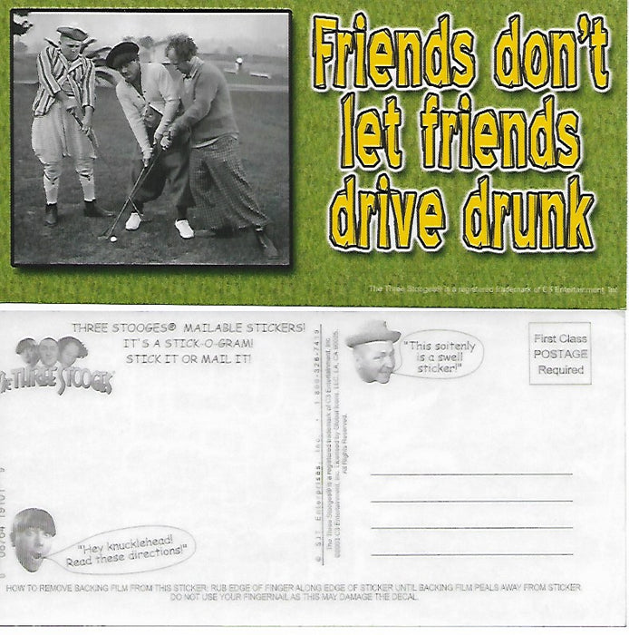 Three Stooges Stick-O-Gram Mailable Sticker Golf